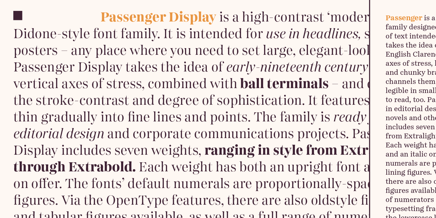 Beispiel einer Passenger Display Semibold Italic-Schriftart